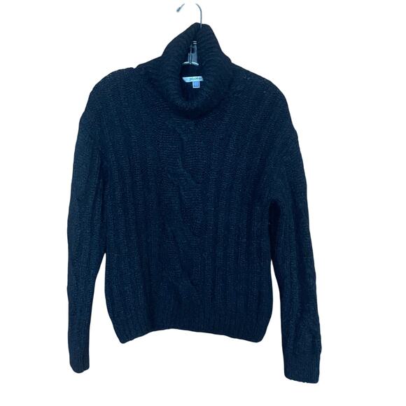 MaxMara Cable Knit Mohair Blend Black Turtleneck Sweater S - Picture 1 of 4